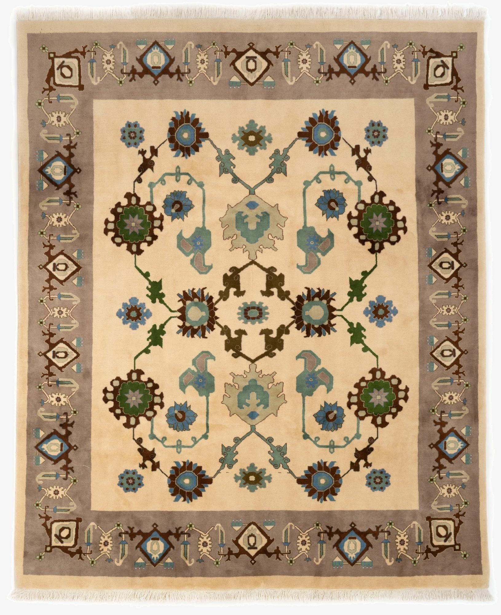 8' x 10'  Hand Knotted Indo Tabriz Wool Rug