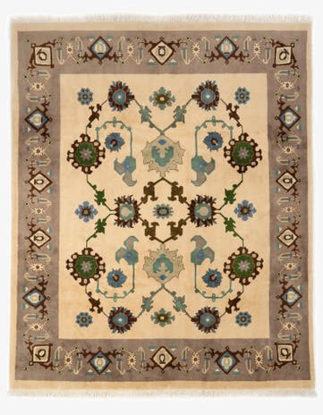 8' x 10' Hand Knotted Indo Tabriz Wool Rug