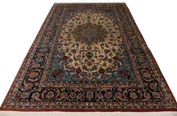 7' x 10' 3 Hand Knotted Isfahan Oriental Wool Rug
