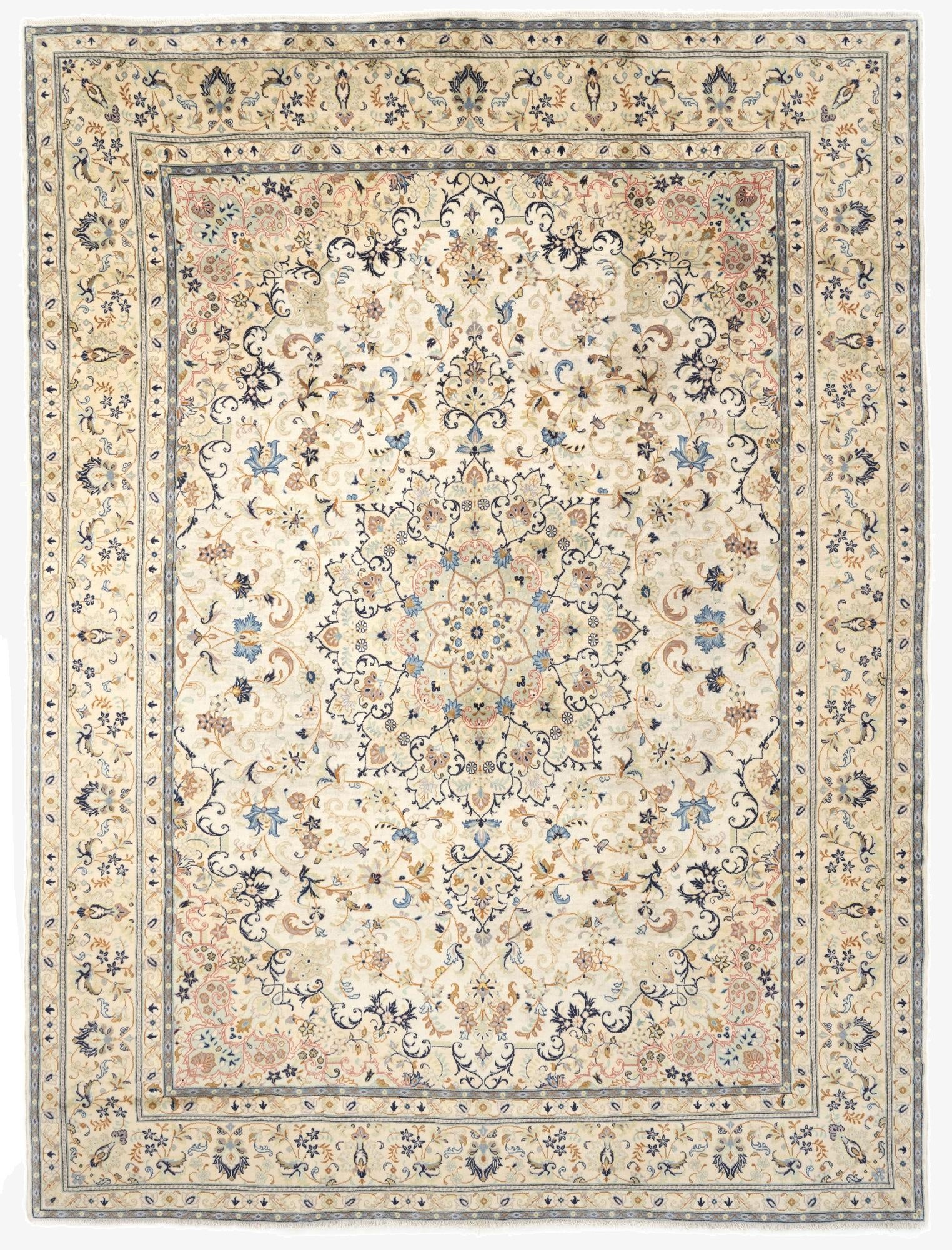 9' 4 x 12' 9  Hand Knotted Isfahan Persian Wool Rug