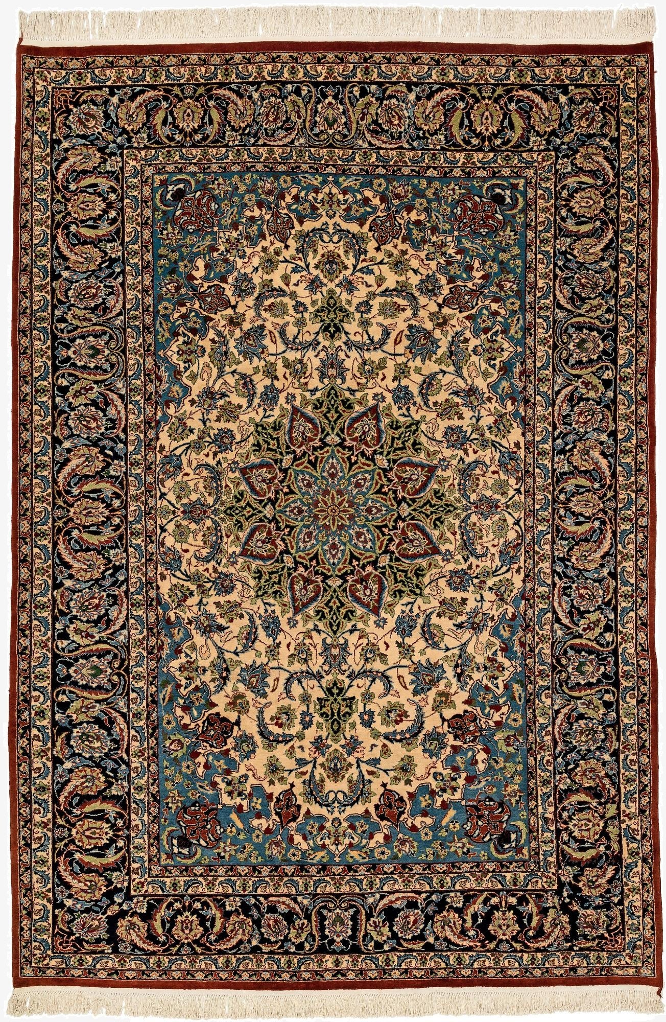 7' x 10' 3  Hand Knotted Isfahan Oriental Wool Rug