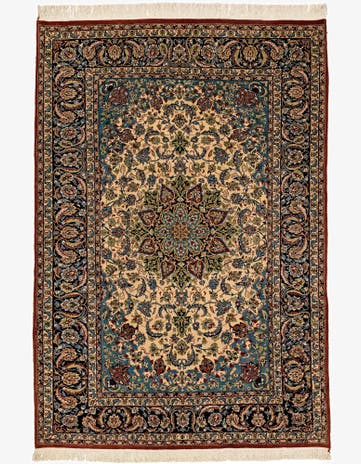 7' x 10' 3 Hand Knotted Isfahan Oriental Wool Rug
