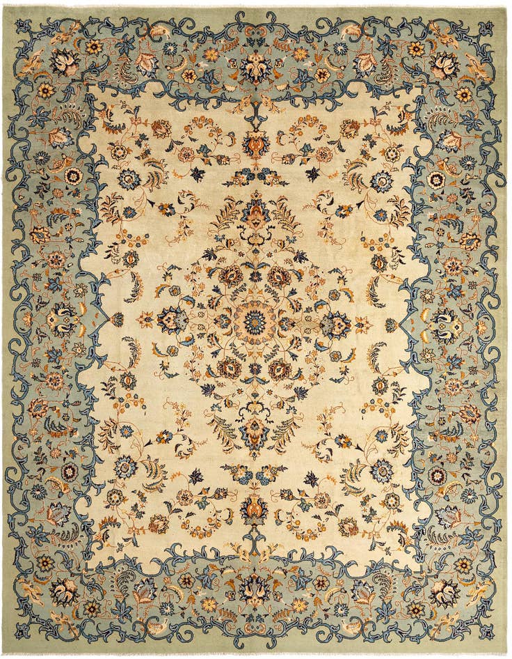 Detail image of 9' 7 x 13' Hand Knotted Kashan Persian Wool Rug