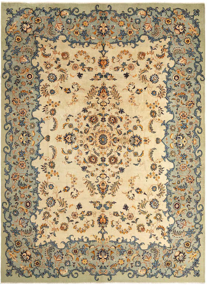 9' 7 x 13' Hand Knotted Kashan Persian Wool Rug