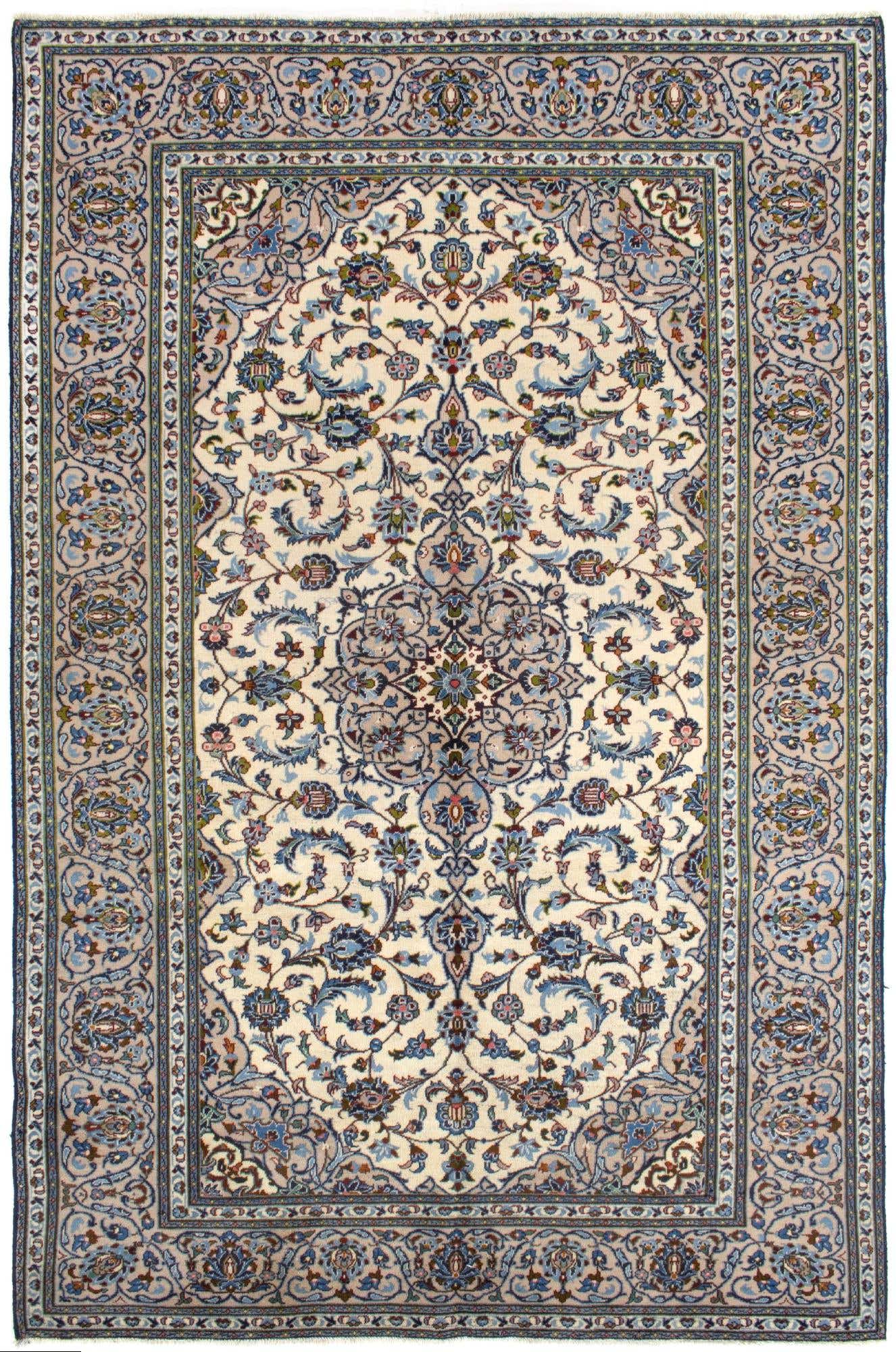 6' 6 x 10' Hand Knotted Kashan Persian Wool Rug