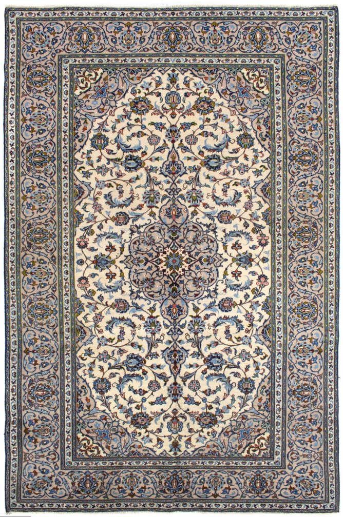 6' 6 x 10' Hand Knotted Kashan Persian Wool Rug