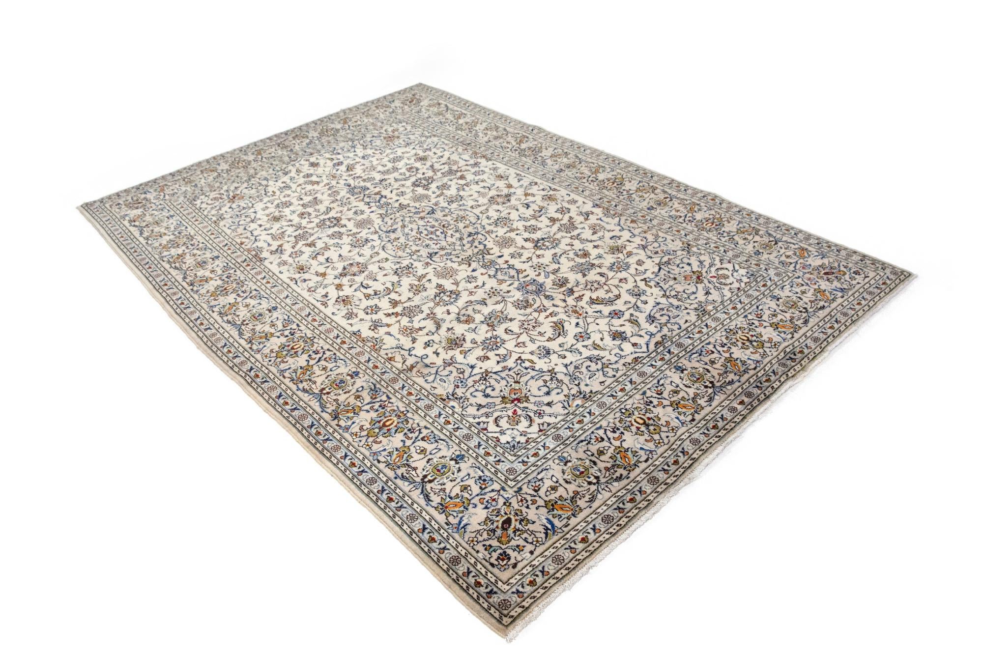 6' 7 x 9' 5 Hand Knotted Kashan Persian Wool Rug