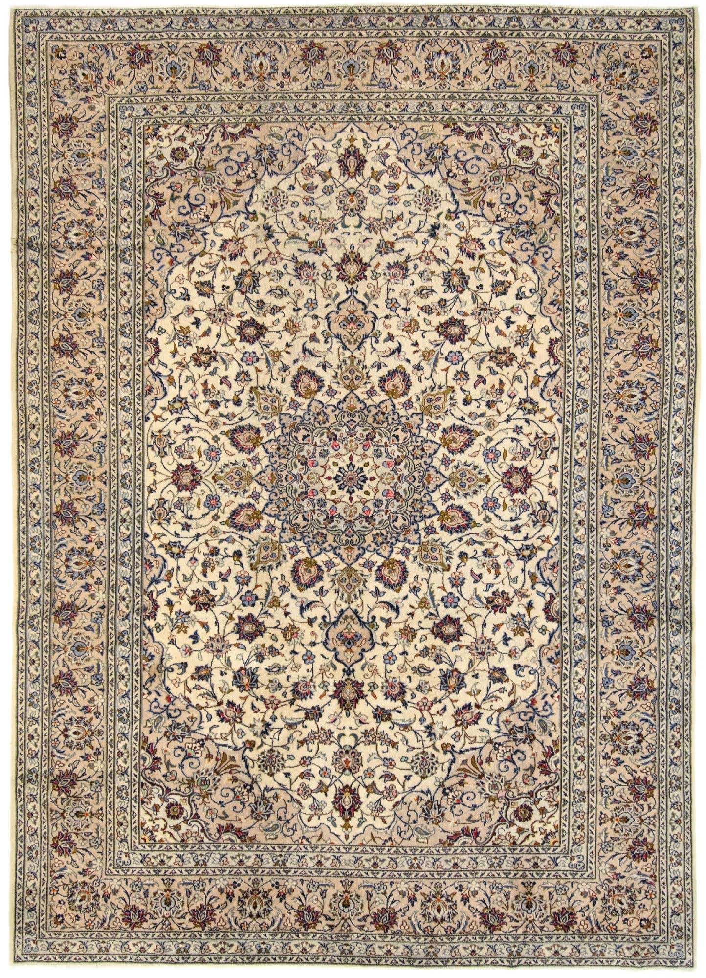 8' x 11' 2 Hand Knotted Kashan Persian Wool Rug