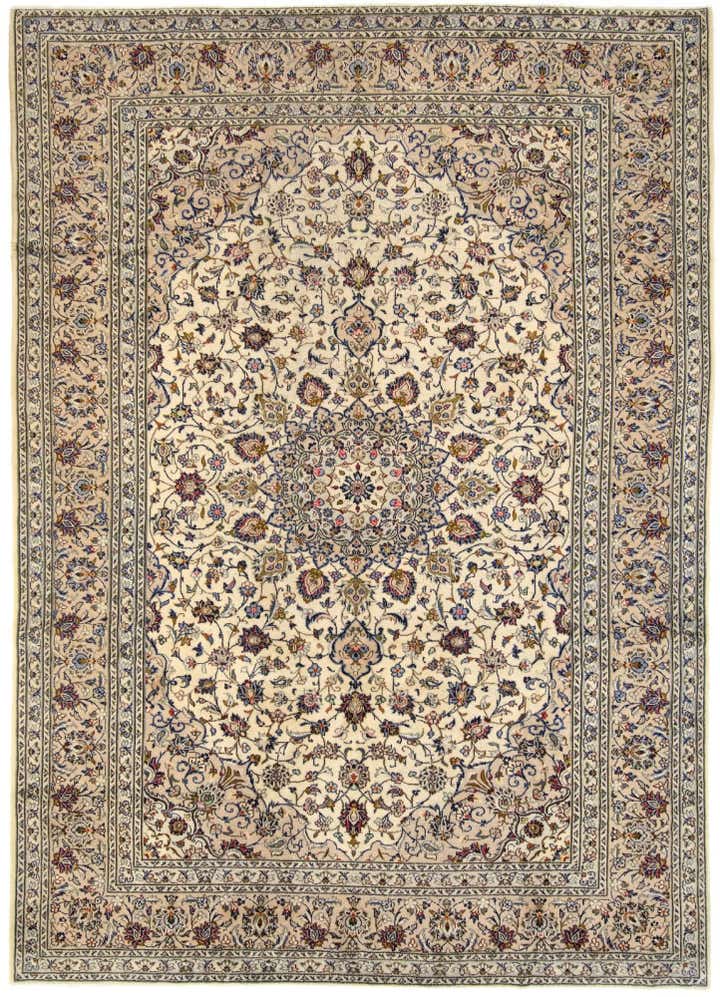 8' x 11' 2 Hand Knotted Kashan Persian Wool Rug