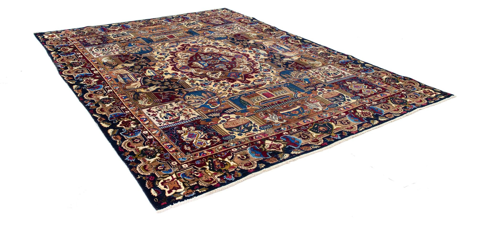 9' 7 x 12' 6 Hand Knotted Kashan Persian Wool Rug