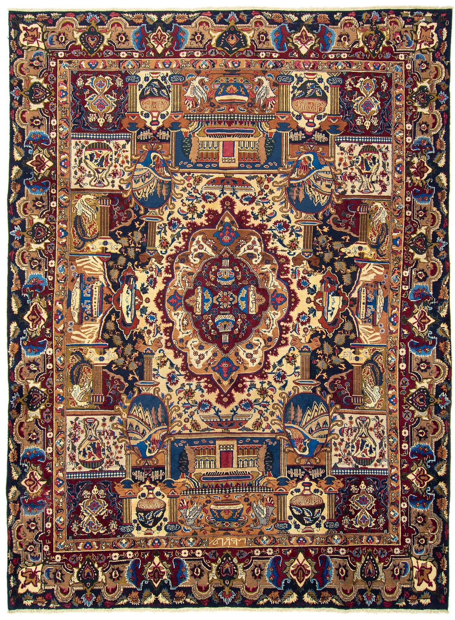 9' 7 x 12' 6 Hand Knotted Kashan Persian Wool Rug