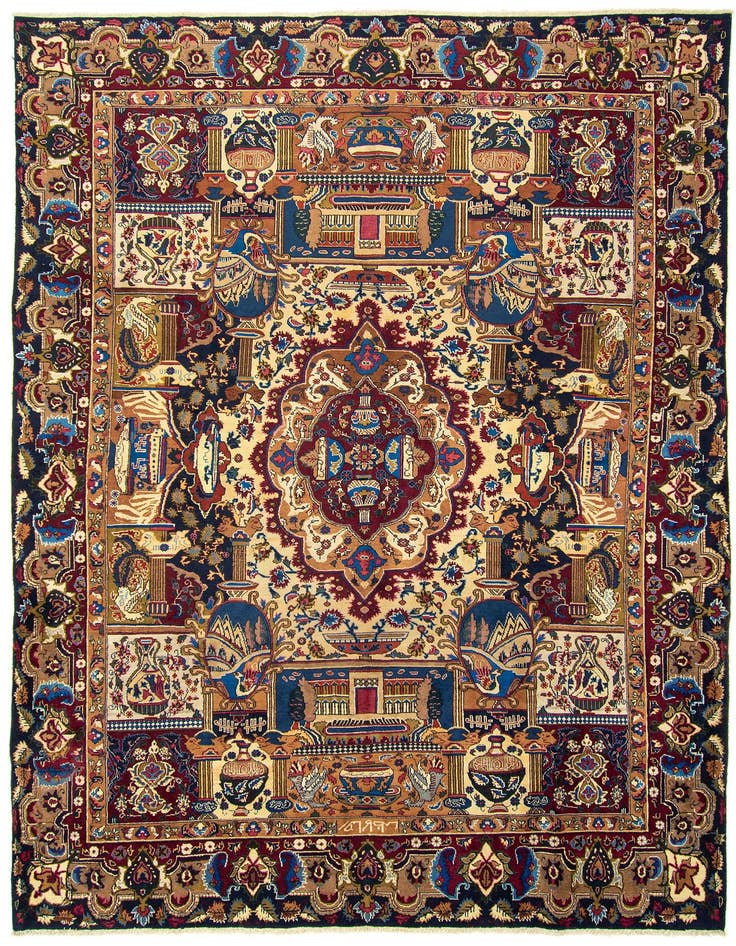 Detail image of 9' 7 x 12' 6 Hand Knotted Kashan Persian Wool Rug