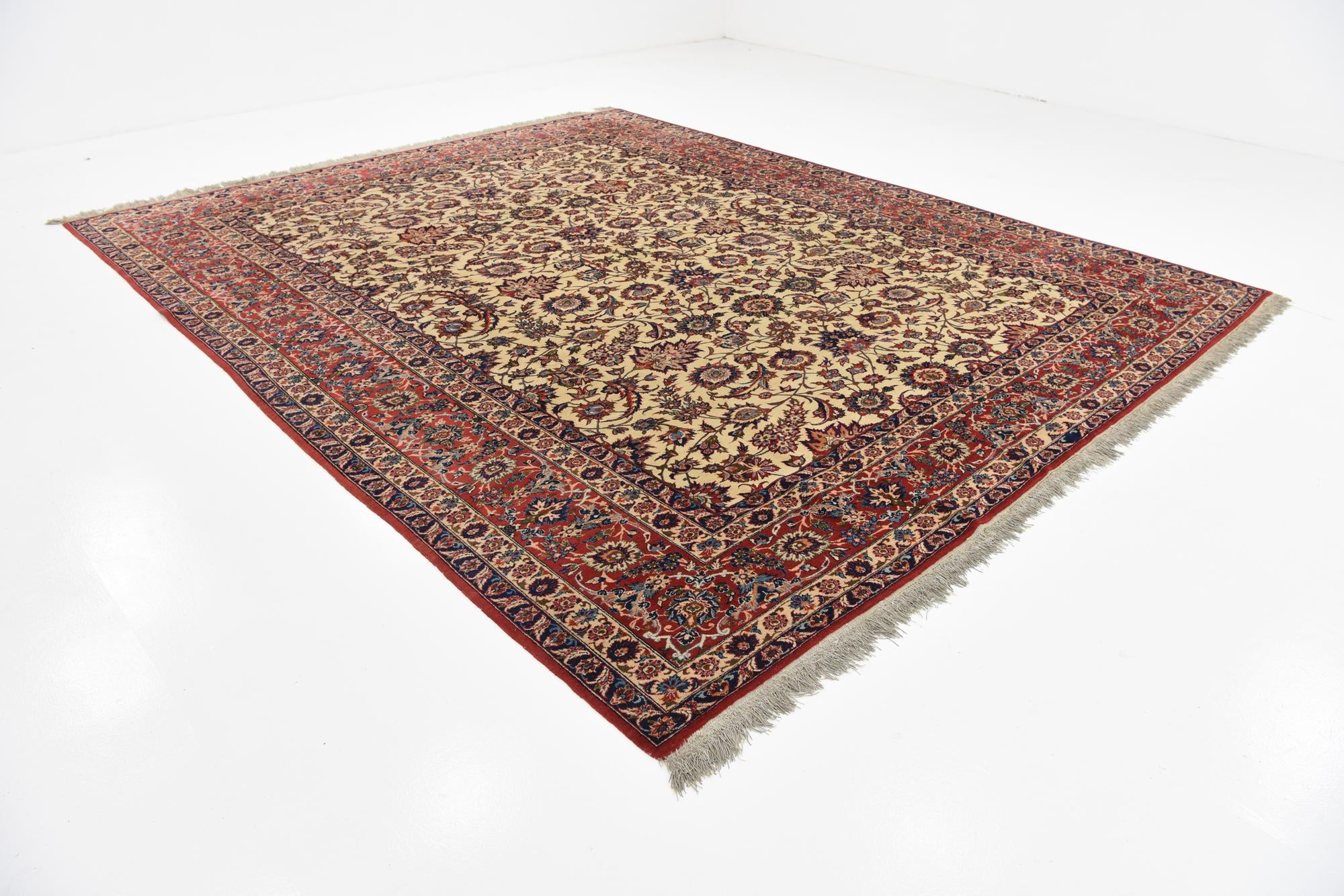 10' 3 x 12' 9 Hand Knotted Kashan Persian Wool Rug