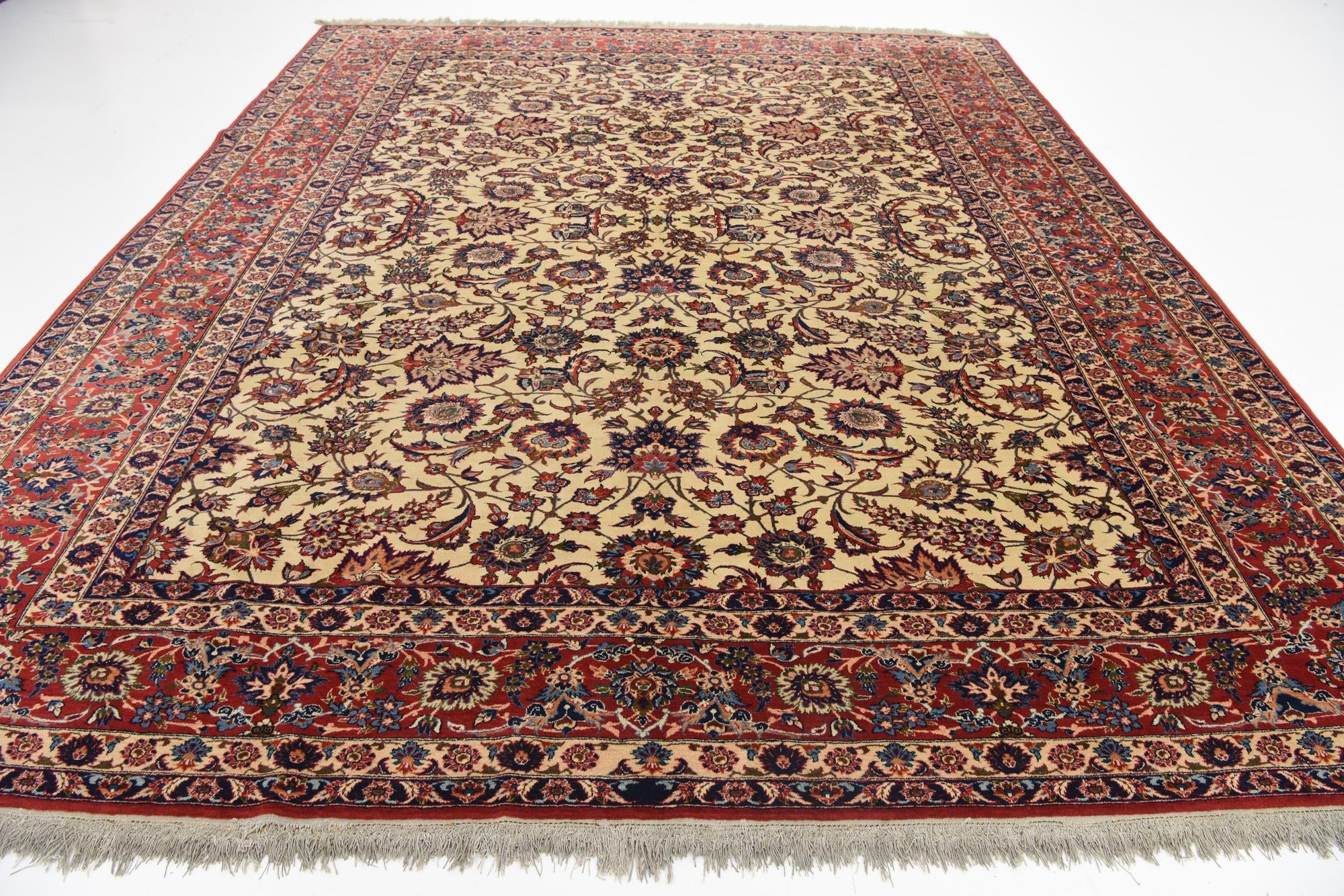 10' 3 x 12' 9 Hand Knotted Kashan Persian Wool Rug