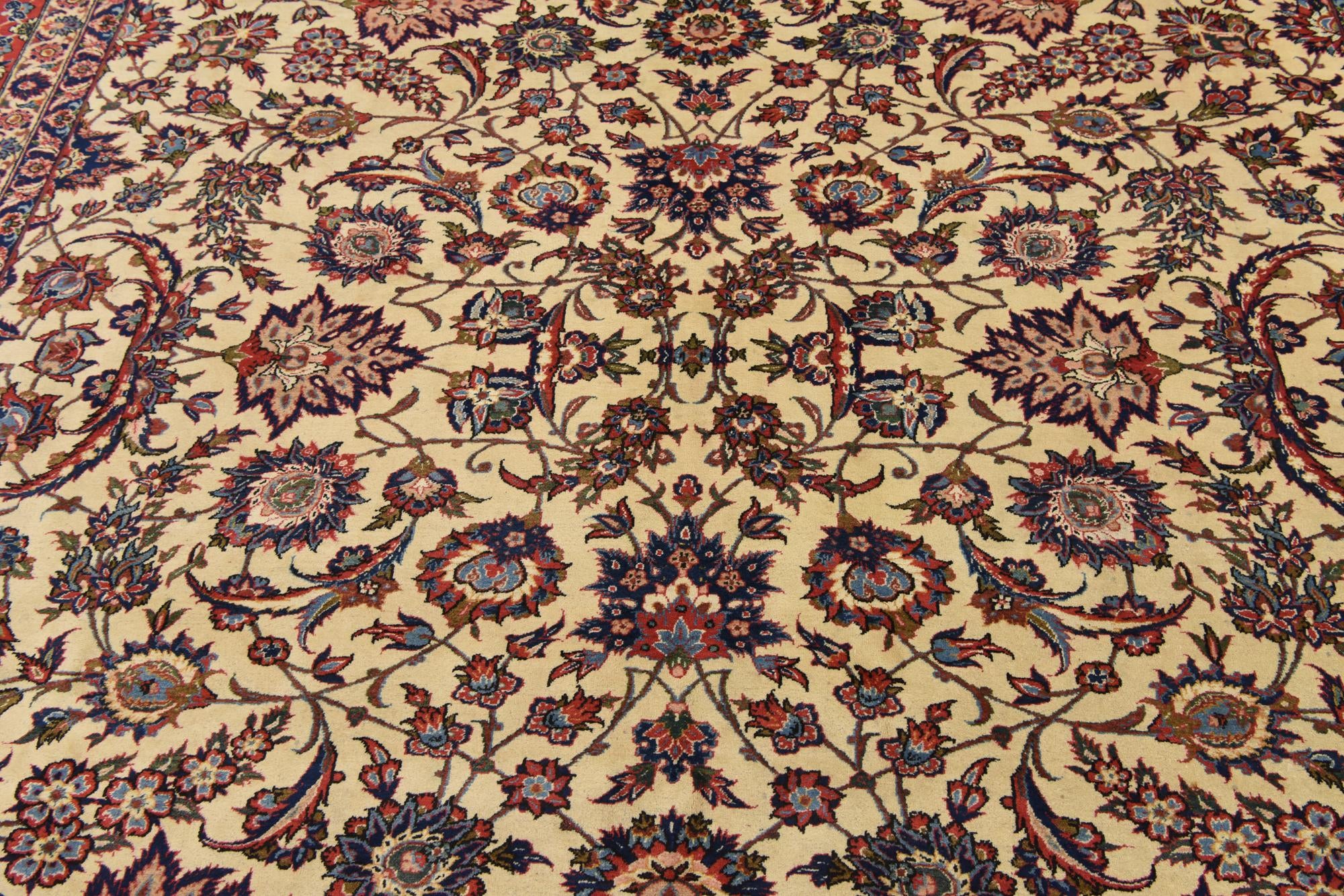 10' 3 x 12' 9 Hand Knotted Kashan Persian Wool Rug