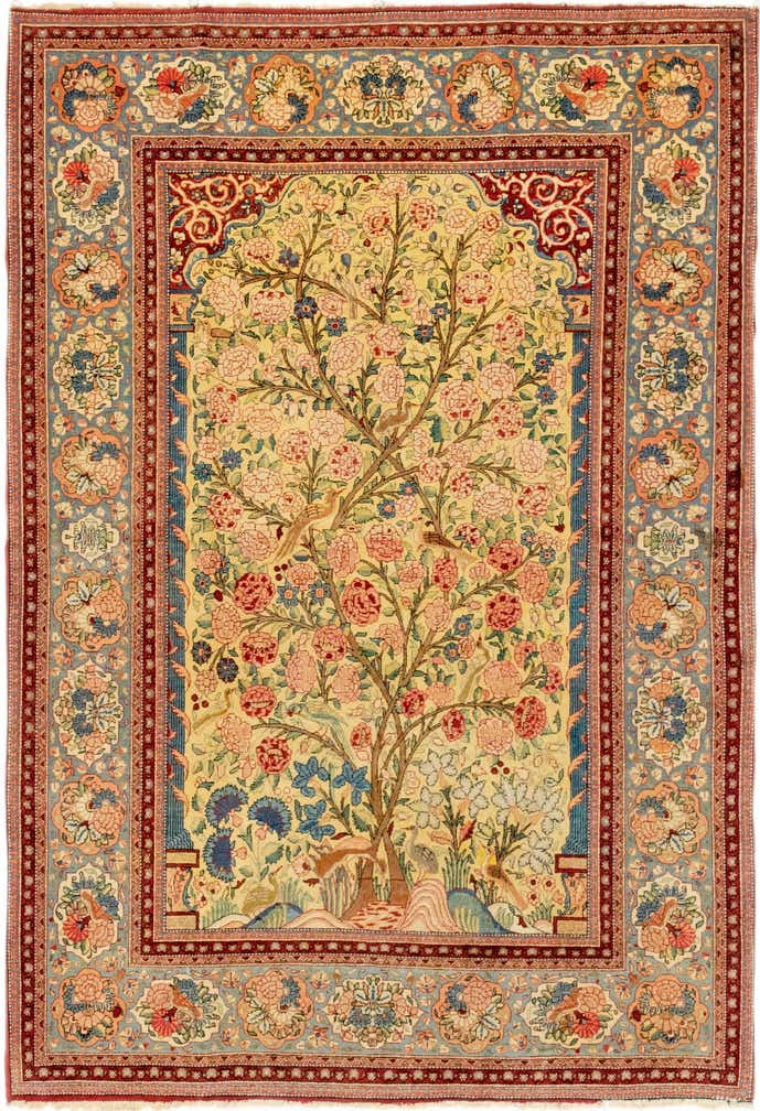 4' 6 x 6' 9 Hand Knotted Kashan Persian Rug