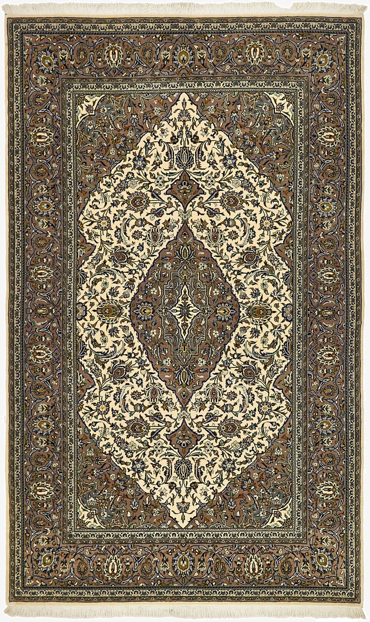 4' 6 x 7' 4  Hand Knotted Kashan Persian Rug
