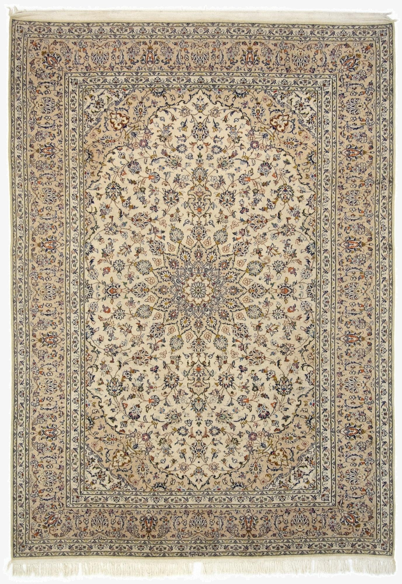 8' x 11' 2  Hand Knotted Kashan Persian Wool Rug