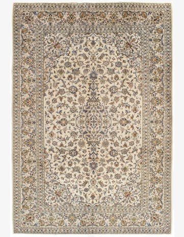 6' 7 x 9' 5 Hand Knotted Kashan Persian Wool Rug