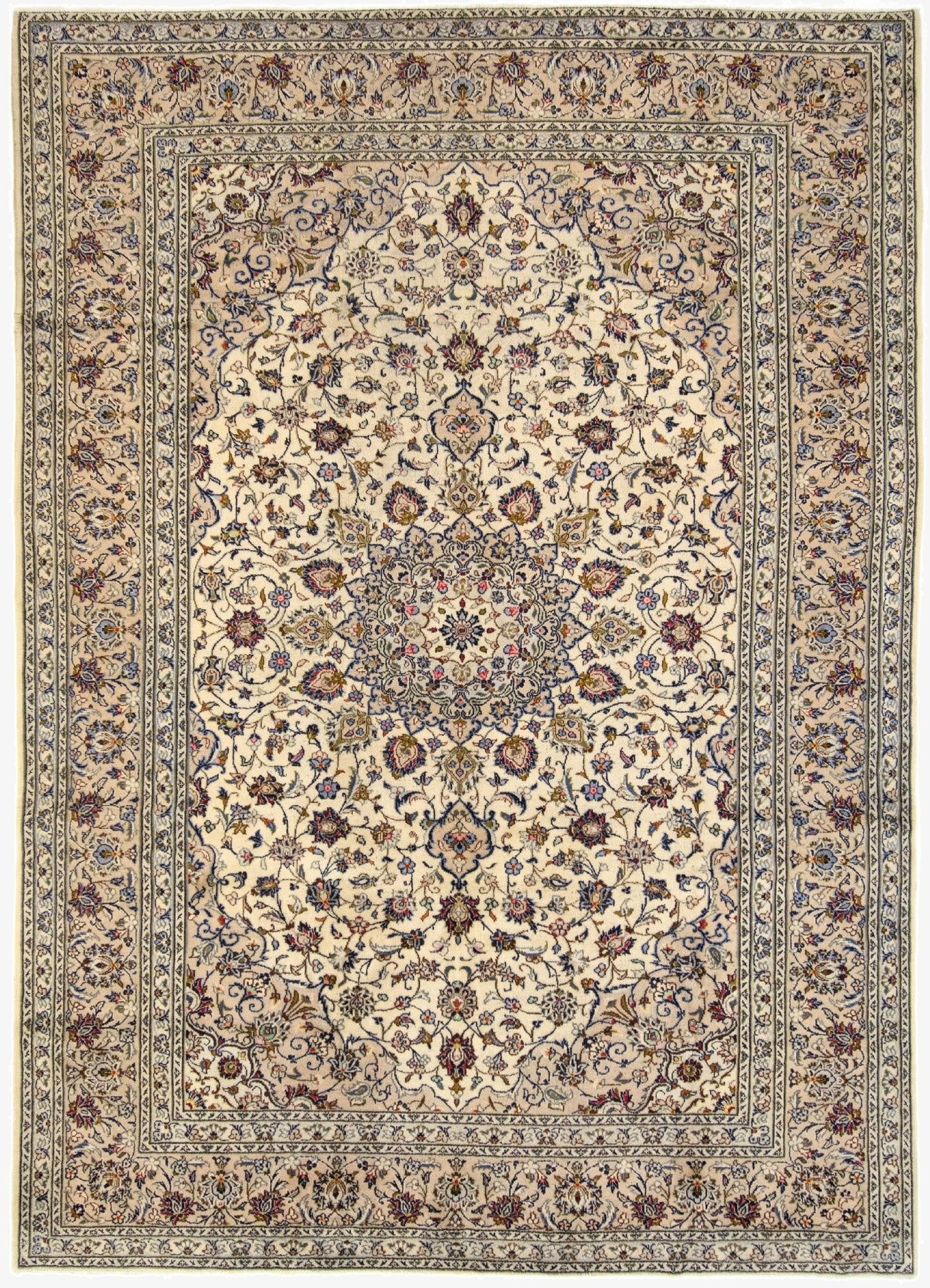 8' x 11' 2  Hand Knotted Kashan Persian Wool Rug
