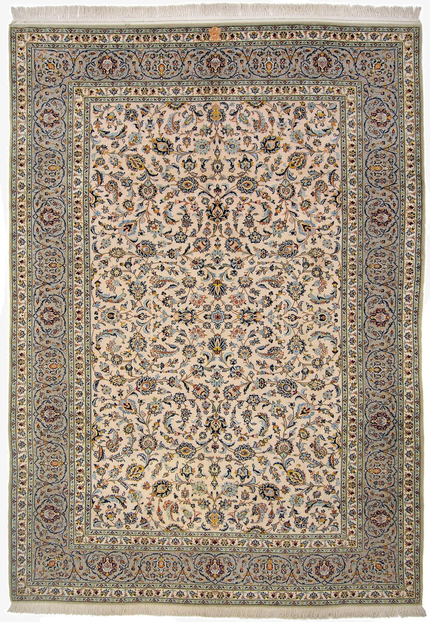 8' 1 x 11' 5  Hand Knotted Kashan Persian Wool Rug