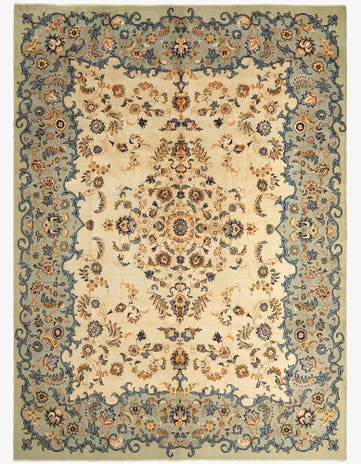 9' 7 x 13' Hand Knotted Kashan Persian Wool Rug