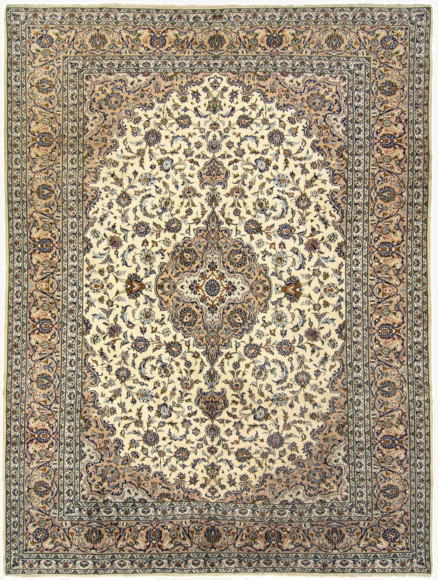 9' 11 x 13' 4  Hand Knotted Kashan Persian Wool Rug
