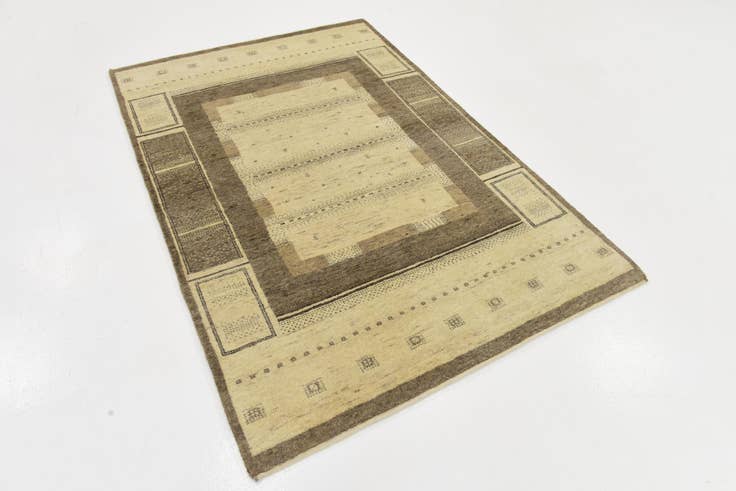 Detail image of 4' x 5' 10 Hand Knotted Kashkuli Gabbeh Wool Rug