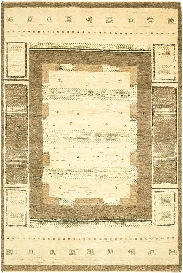 Detail image of 4' x 5' 10 Hand Knotted Kashkuli Gabbeh Wool Rug