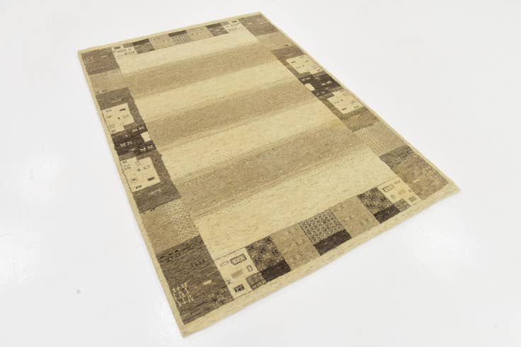 Detail image of 4' x 5' 8 Hand Knotted Kashkuli Gabbeh Wool Rug