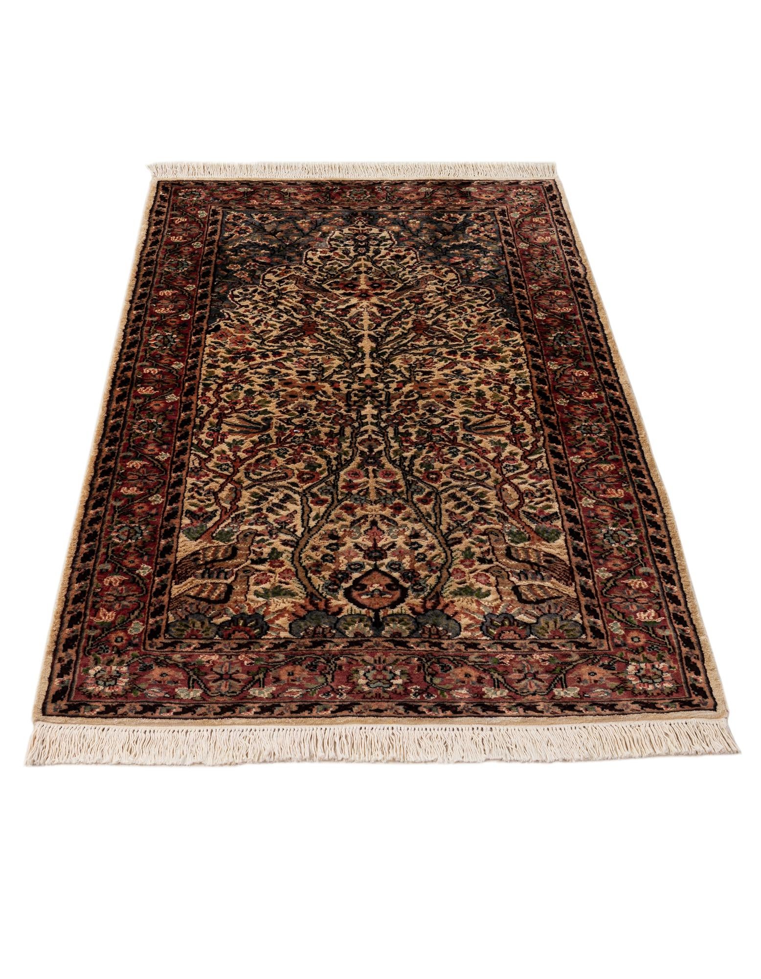 3' 2 x 5' 3 Hand Knotted Kashmir Oriental Rug