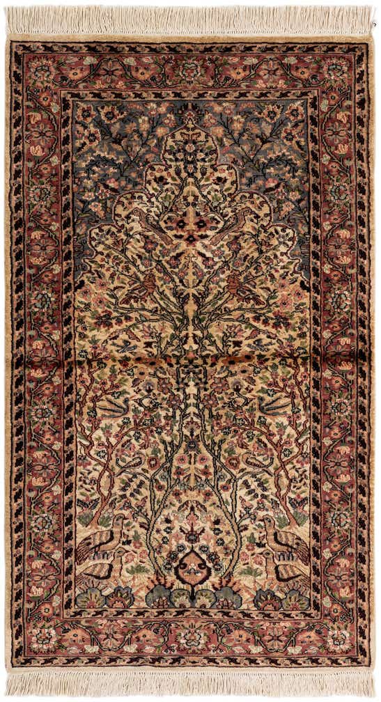 3' 2 x 5' 3 Hand Knotted Kashmir Oriental Rug