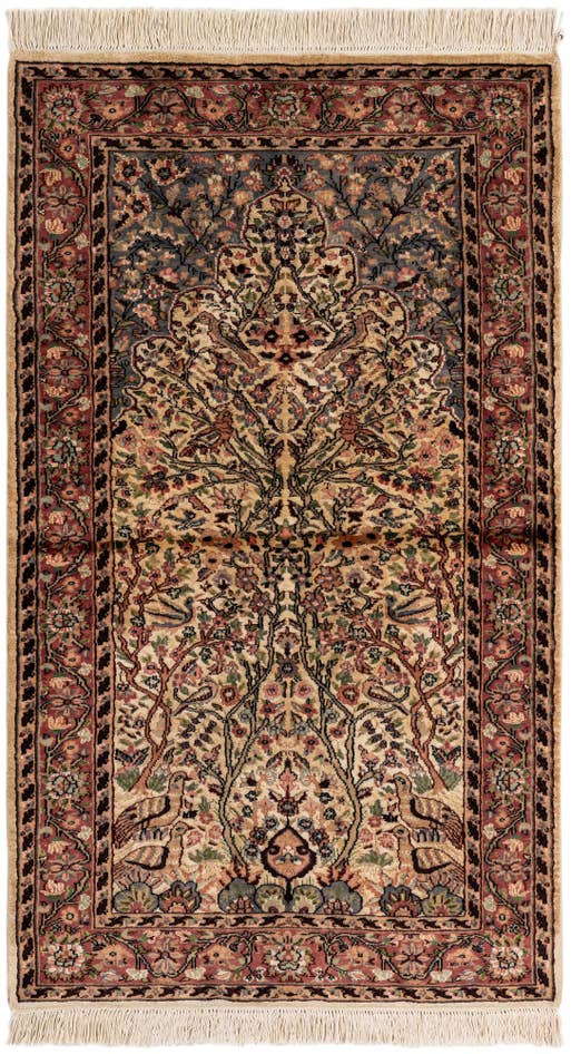 Detail image of 3' 2 x 5' 3 Hand Knotted Kashmir Oriental Rug