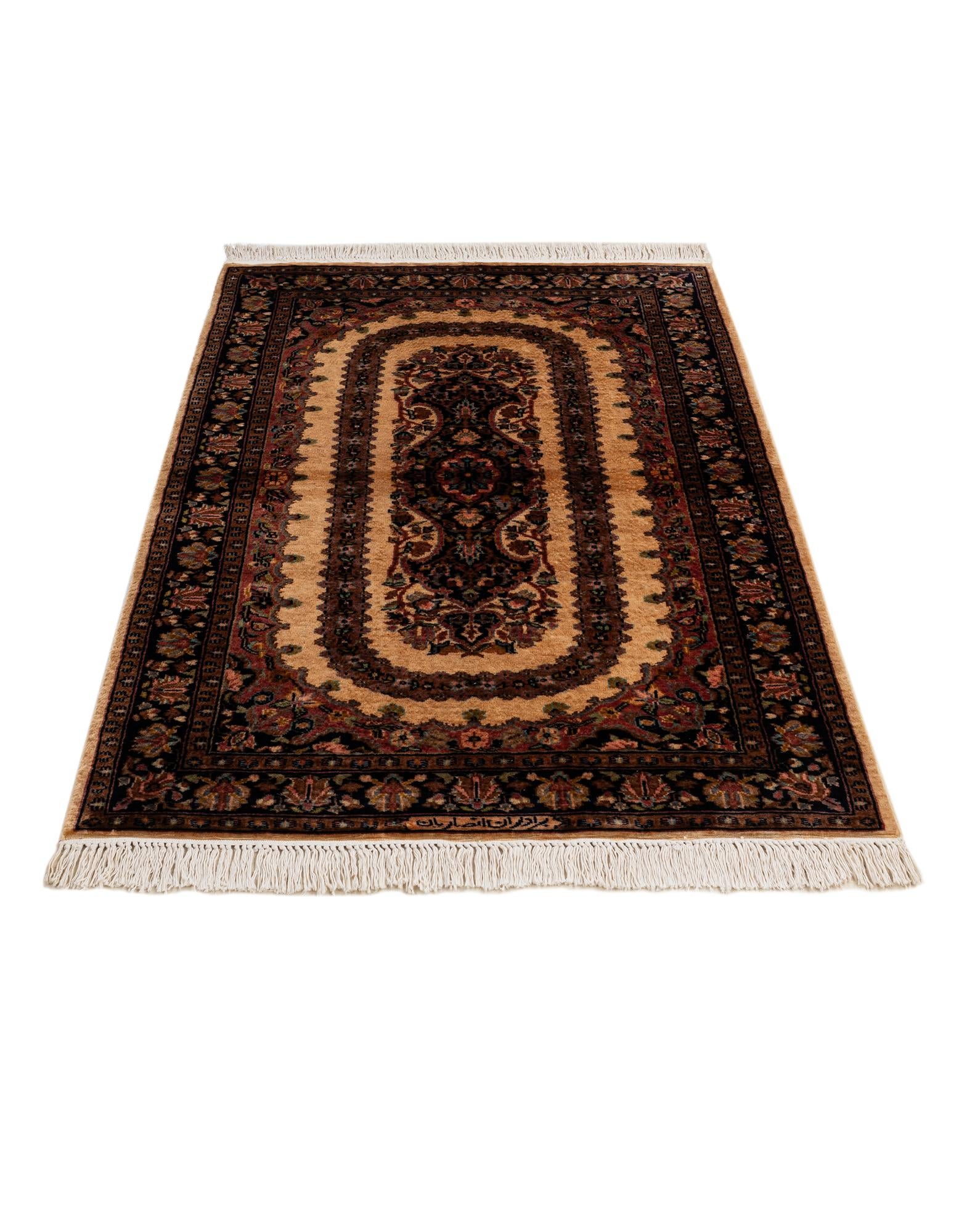3' 3 x 5' Hand Knotted Kashmir Oriental Wool Rug