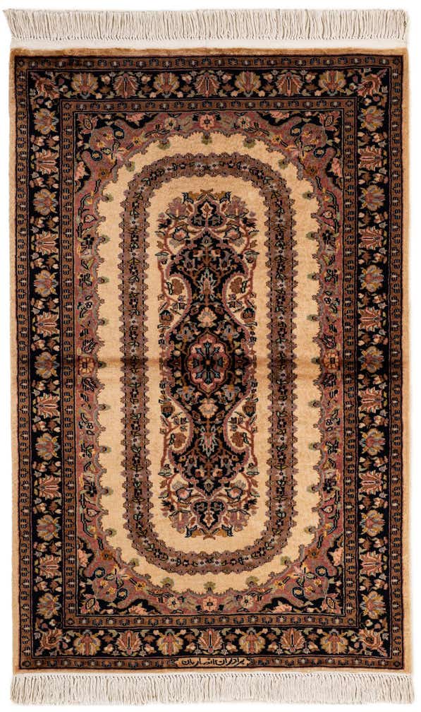 3' 3 x 5' Hand Knotted Kashmir Oriental Wool Rug