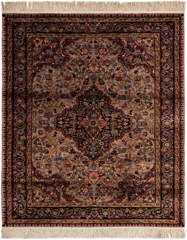 Detail image of 4' 1 x 6' 1 Hand Knotted Kashmir Rug