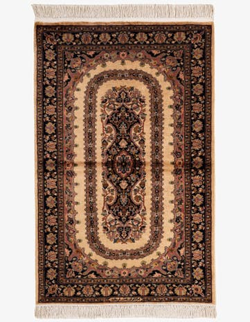 3' 3 x 5' Hand Knotted Kashmir Oriental Wool Rug