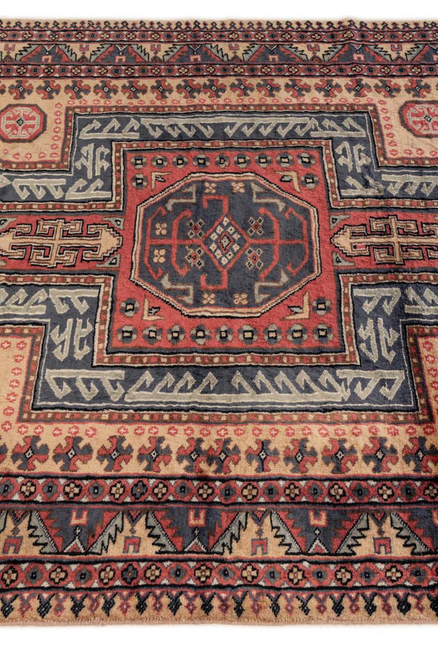 Detail image of 4' 2 x 6' 2 Hand Knotted Kazak Oriental Wool Rug