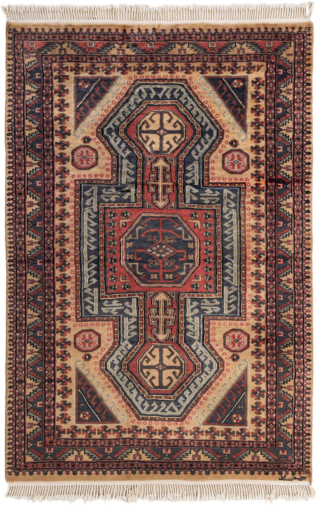 4' 2 x 6' 2 Hand Knotted Kazak Oriental Wool Rug