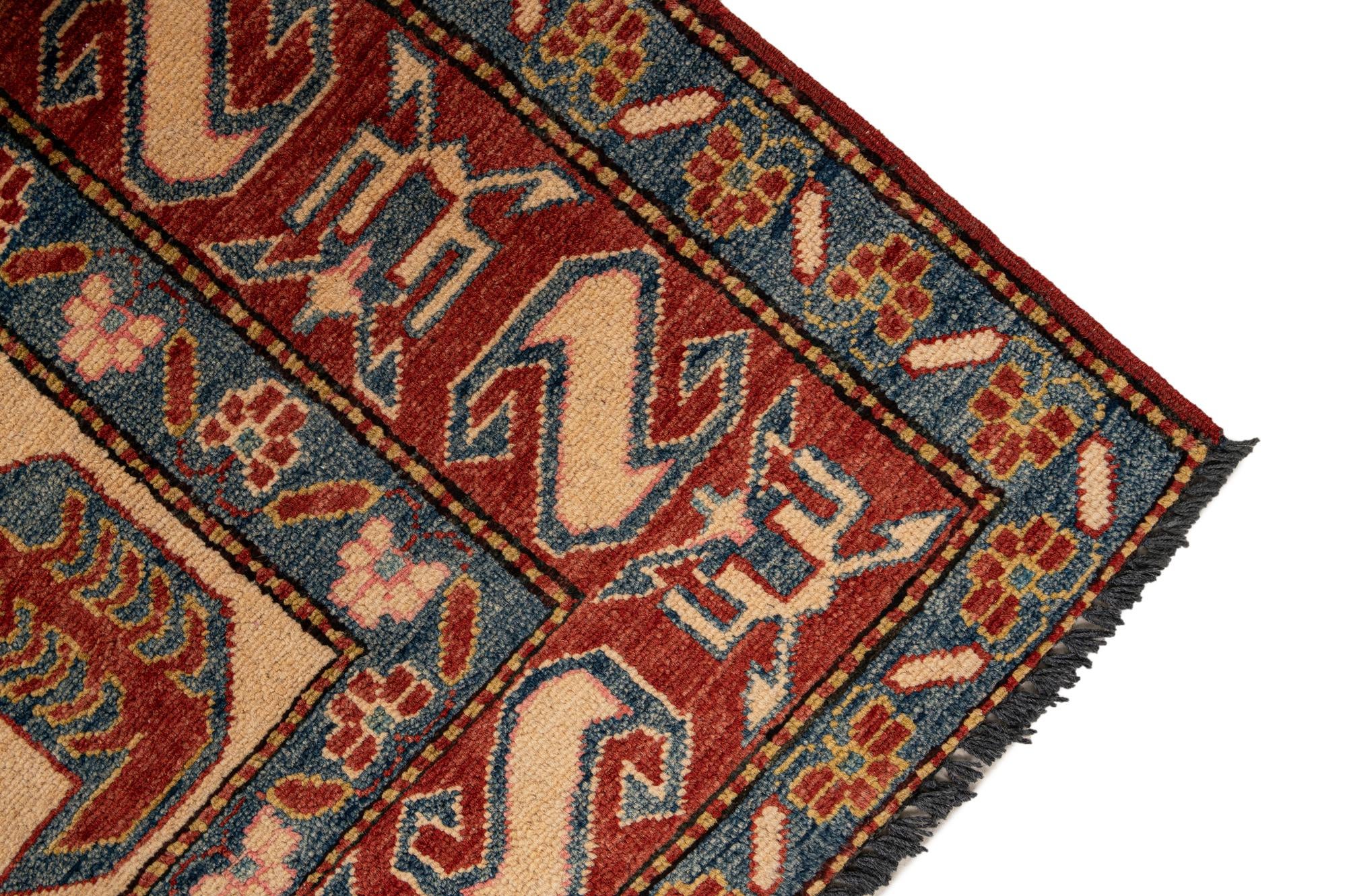4' 11 x 6' 5 Hand Knotted Kazak Wool Rug