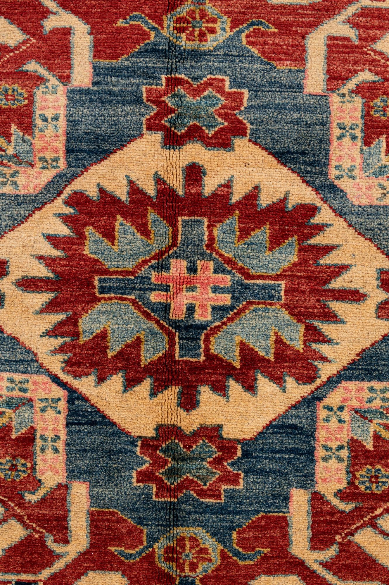 4' 11 x 6' 5 Hand Knotted Kazak Wool Rug