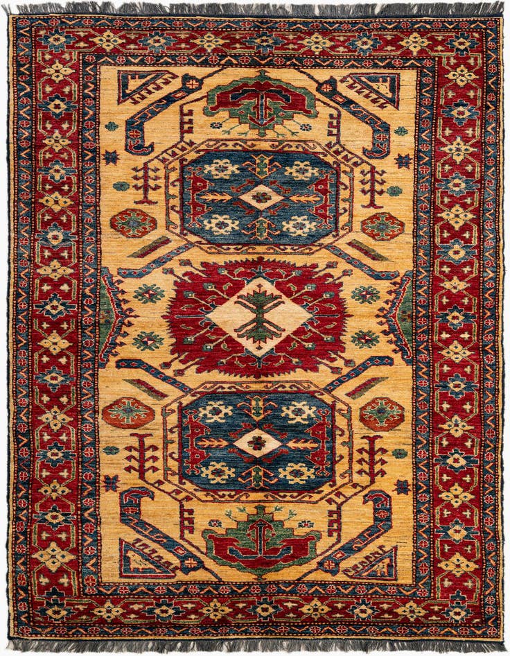 Detail image of 4' 9 x 8' 4 Hand Knotted Kazak Wool Rug