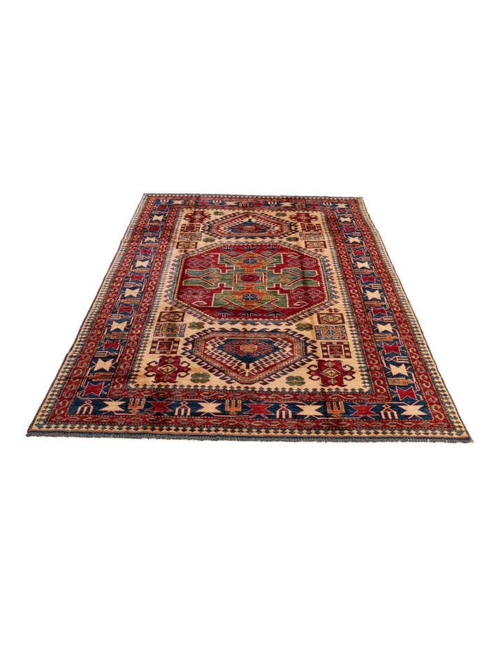 5' 10 x 8' 6 Hand Knotted Kazak Wool Rug
