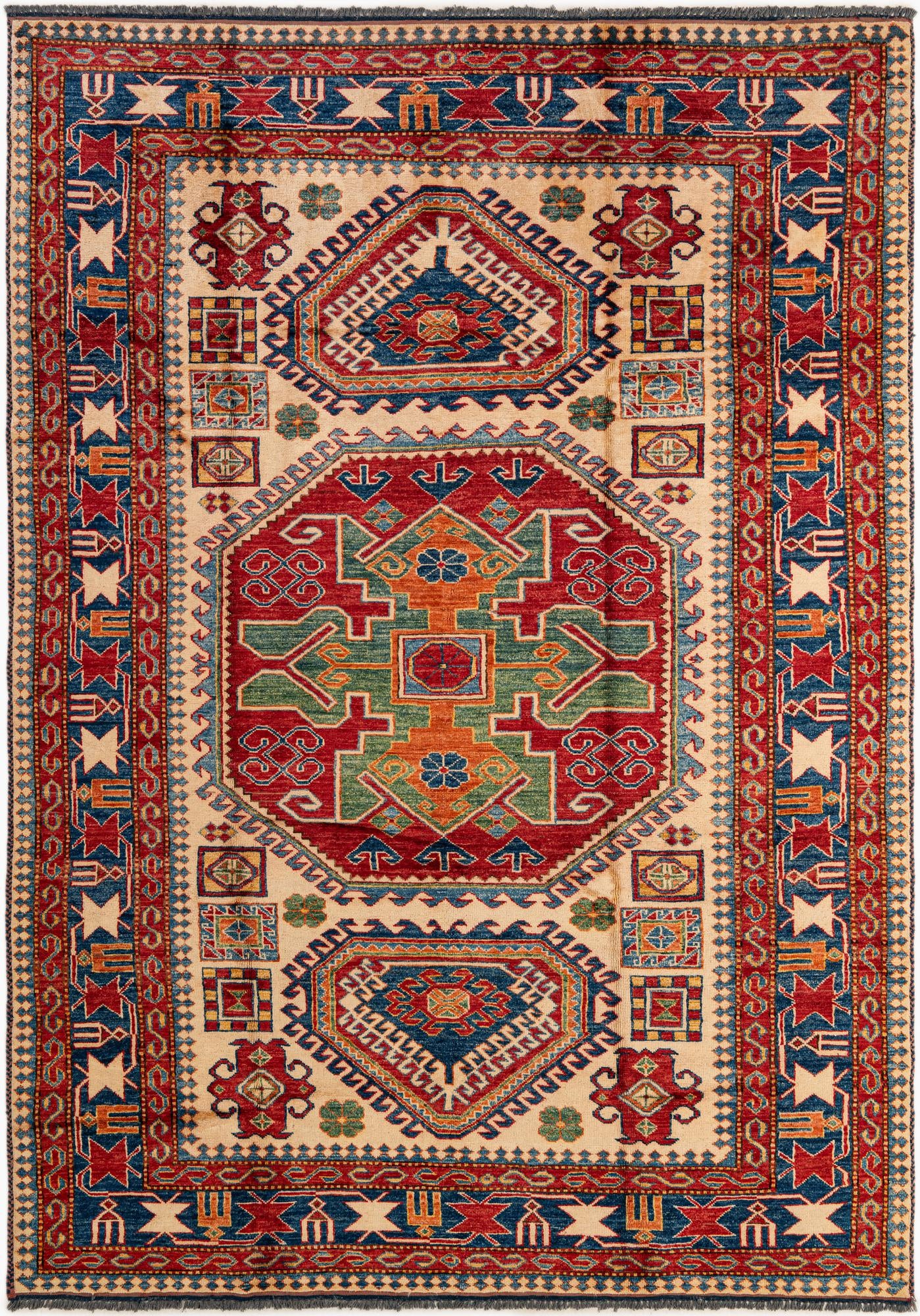 5' 10 x 8' 6 Hand Knotted Kazak Wool Rug