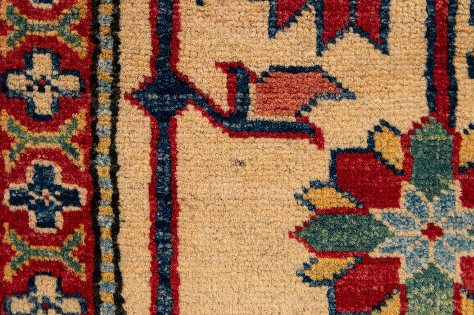 4' 3 x 6' 4 Hand Knotted Kazak Wool Rug