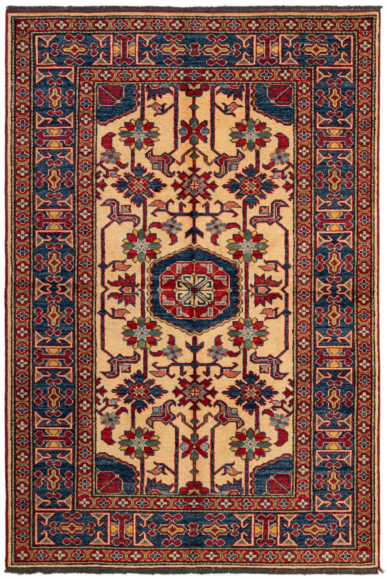 4' 3 x 6' 4 Hand Knotted Kazak Wool Rug