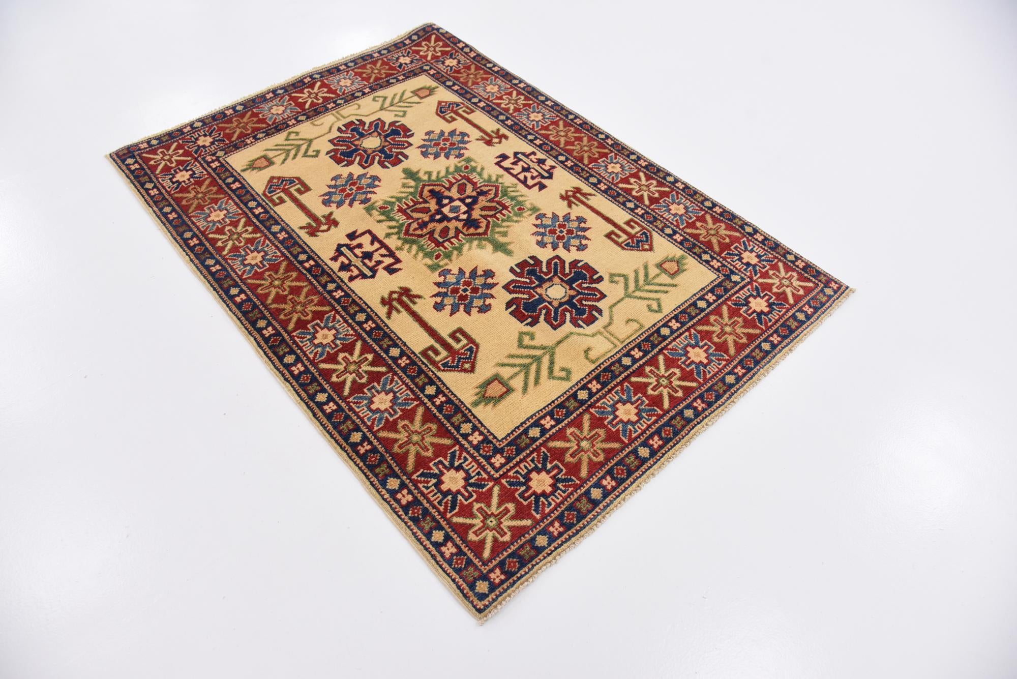 105cm x 145cm anudado a mano Kazak Alfombra Oriental