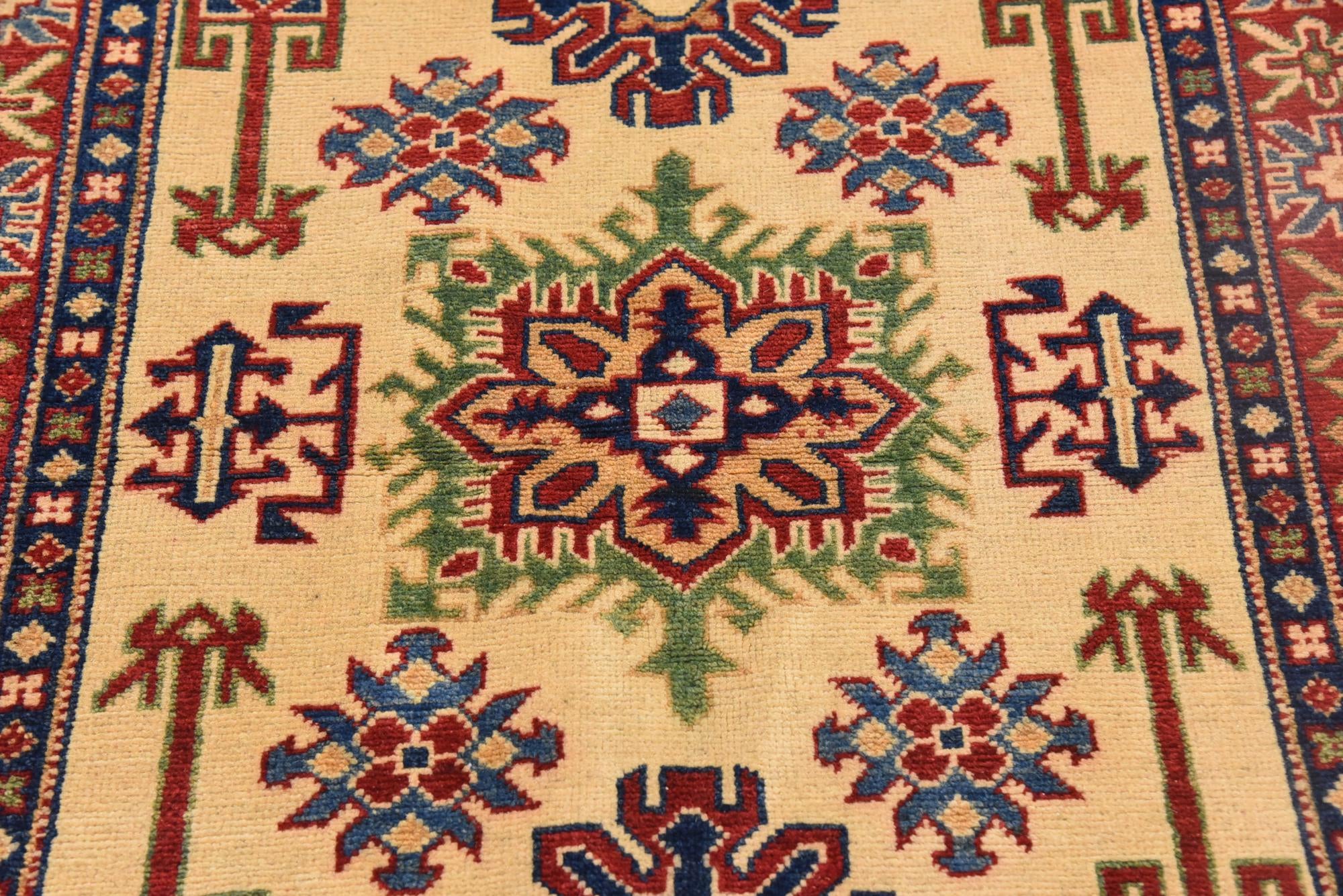105cm x 145cm anudado a mano Kazak Alfombra Oriental