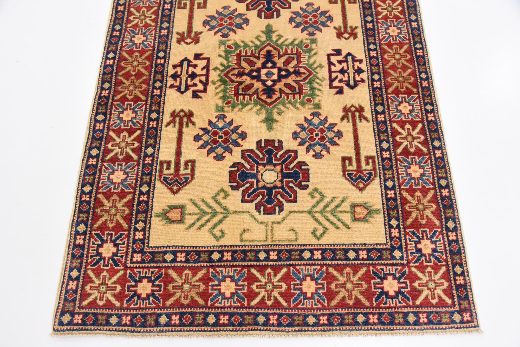 105cm x 145cm anudado a mano Kazak Alfombra Oriental