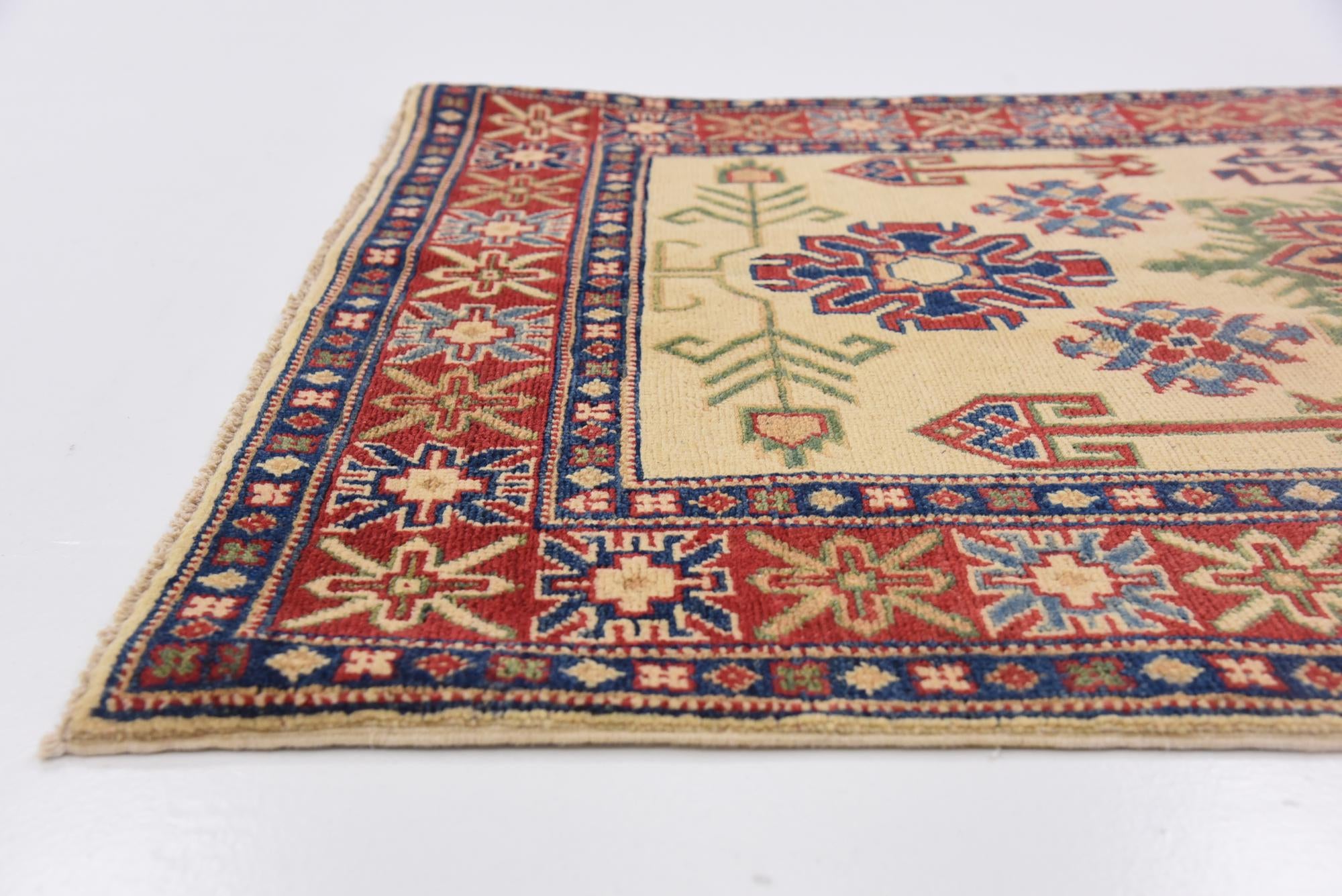 105cm x 145cm anudado a mano Kazak Alfombra Oriental